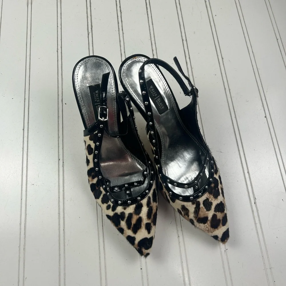 White House Black Market Y2K Jacquie Calf Hair Slingback Heels Cheetah Size 8.5 - Picture 11 of 11